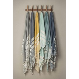 The Bali Market Essential Stripe Turkish Bath and Beach Towel - Oversized, Plush, and Fast-Drying - 100% Oeko-Tex® Certified Turkish Cotton - 40” x 70” Air Blue