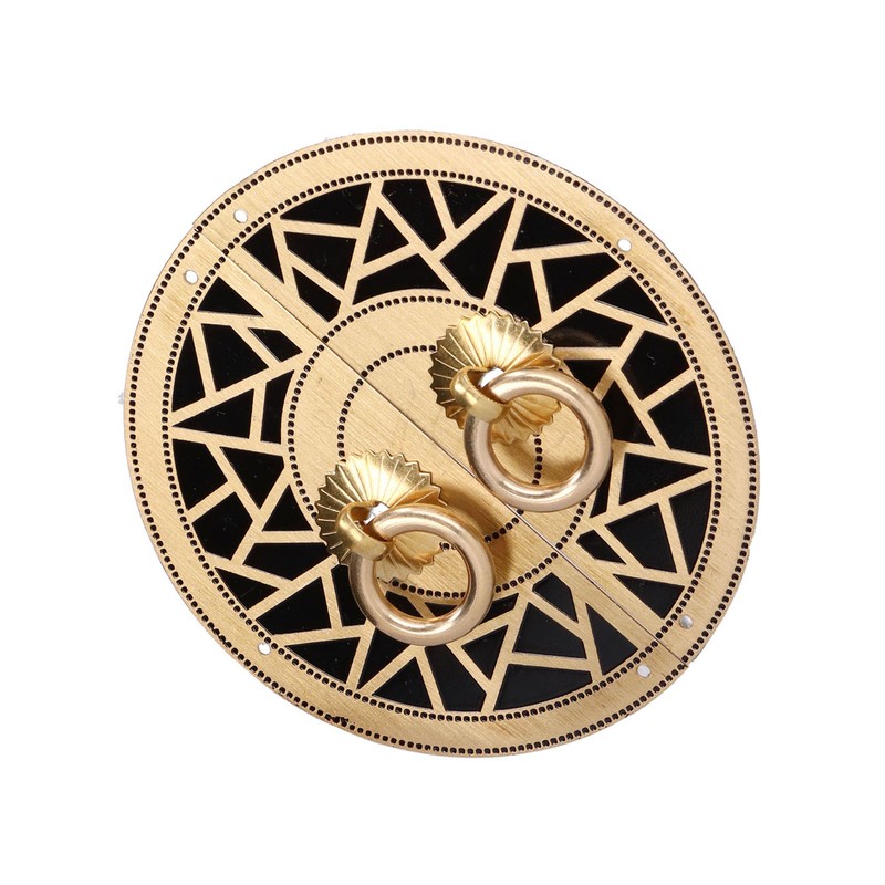 Chinese Antique Cabinet Handle Brass Circular Plaid Bookcase Knob for