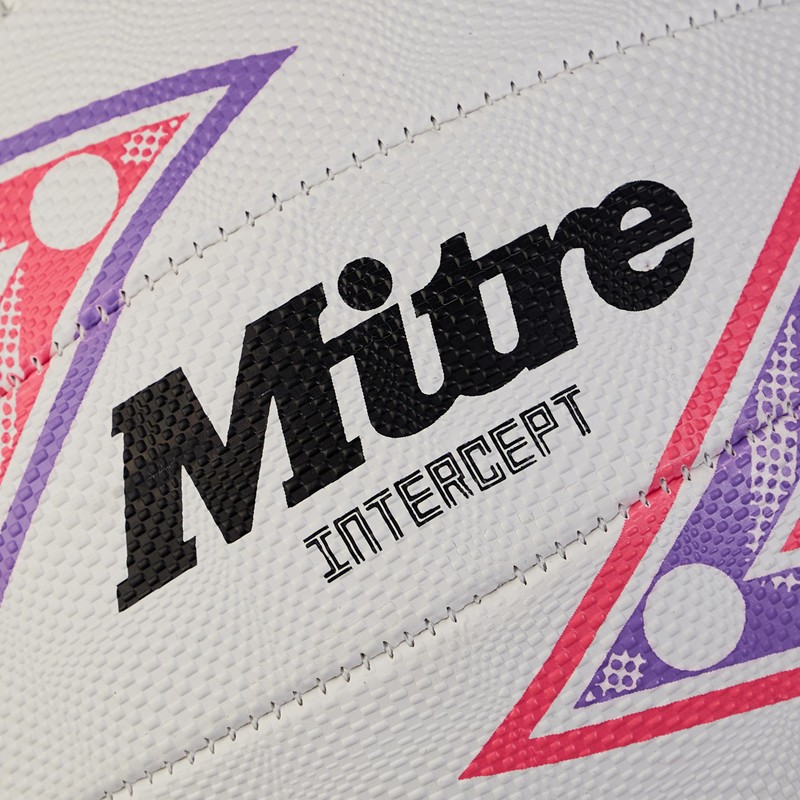 Mitre Intercept Netball | Soft-Feel Style | Durable Design, White/Purple/Pink,