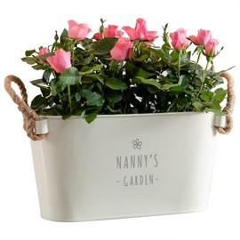 Dust and Things Engraved Flower Pot 'Nanny's Garden' - Unique Indoor Outdoor Herb Planter - Birthday for Nanny Nan Gran