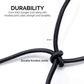 NEIKO 50971A 4'x6' Super Duty Cargo Net | Bungee Net Stretches to 8'x12' | 16 Pcs Detachable hooks, 4 Carabiners, Small 4"x4" Mesh Protects Small Items, for SUV, ATV/UTV, RV, Pickup Truck Bed, Trailer