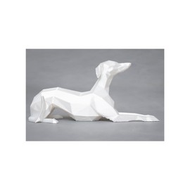 Whippet Gift – 3D Printed Laid Down Whippet/Greyhound Figurine – Geometric Dog Ornament – Lightweight Decorative Sculpture (White)