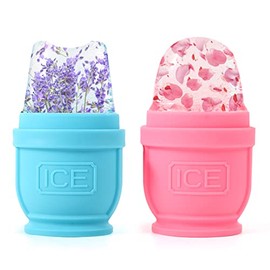 Paquete de 2 rodillos de hielo para rostro y cuerpo, cubo de hielo de silicona para hinchazón, alivio del dolor, moldes para tazas de hielo de terapia