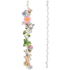 Toy Hammock, Hanging Stuffed Animal Holder with 20 PCS Metal Clips,Boho Stuffed Animal Organizer Chain for Hanging Hats Holiday Cards(2PCS)