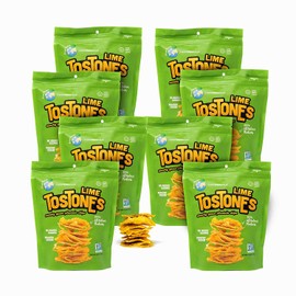 TOSTONES, Green Plantains, Re-Sealable Bag, Crunchy chips, Plantains, Palm Oil and Salt, 3.53 Oz per Unit, LIME Flavored, 8 Pack,