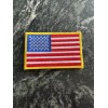 American Flag Iron On Patch 3.5” Logo Yellow Trim USA