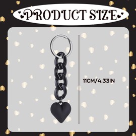 Acrylic Plastic Heart Keychain, Heart Keychain for Women, Black Link Keychain Accessories, Cute Heart Keychain Accessories for Women, Heart Key Chain for Car Keys Purse Charms Handbag Backpack