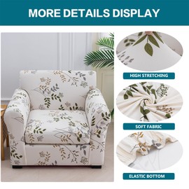 KRFOONN 2 Piece Couch Chair Cover Printed Sofa Covers Couch Covers Stretch Armchair Sofa Couch Slipcovers Furniture Protector with Elastic Bottom for Living Room (Armchair, 50)