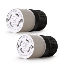 ELEGRP NEMA L14-30R Locking Connector, Generator Twist Lock Adapter Female Connector, 30 Amp 125/250V 3 Pole 4 Wire Grounding, Industrial Grade Heavy Duty, UL Listed (2 Pack, Black/White)