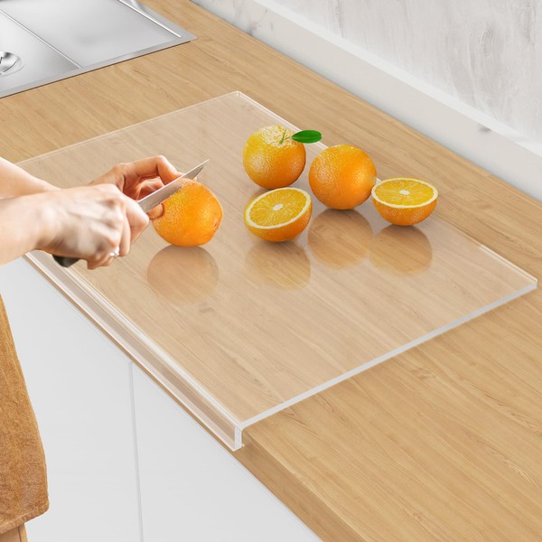 SWSKR Acrylic Cutting Board with Counter Lip,17.5"x13.5" Clear Cutting Board