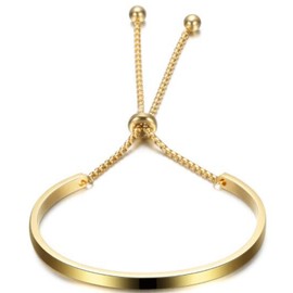 Pulsera clásica de acero inoxidable de tamaño ajustable, Metal, circonita