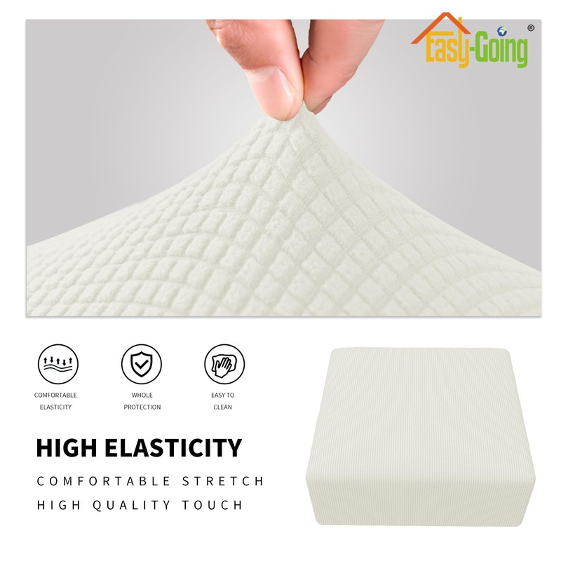 Easy-Going Stretch Square Ottoman Cover 30x30x15inch Cream