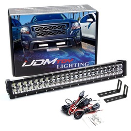 iJDMTOY Lower Grille Mount 25-Inch LED Light Bar Kit Compatible with 2022-up Nissan Frontier, Includes 144W Double Row LED Lightbar, Lower Bumper Mounting Brackets & On/Off Switch Wiring