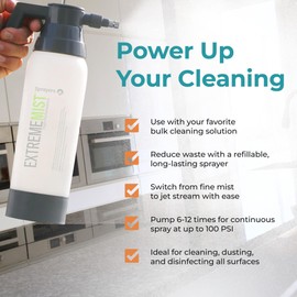 ExtremeMist High-Performance Kitchen & Bath Sprayer | Refillable Pressurized Sprayer | Ultra-Fine Mister | Continuous Spray Bottle for Cleaning | 20 Oz Bottle