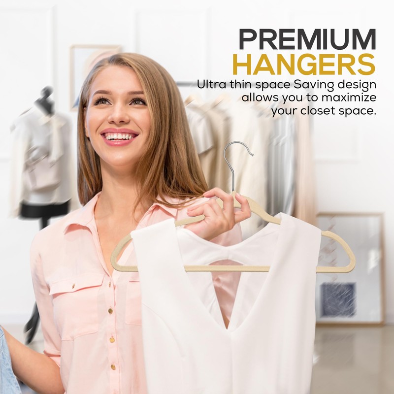 Techzoo 50 Pack New Premium Quality Velvet Hangers Ultra Thin