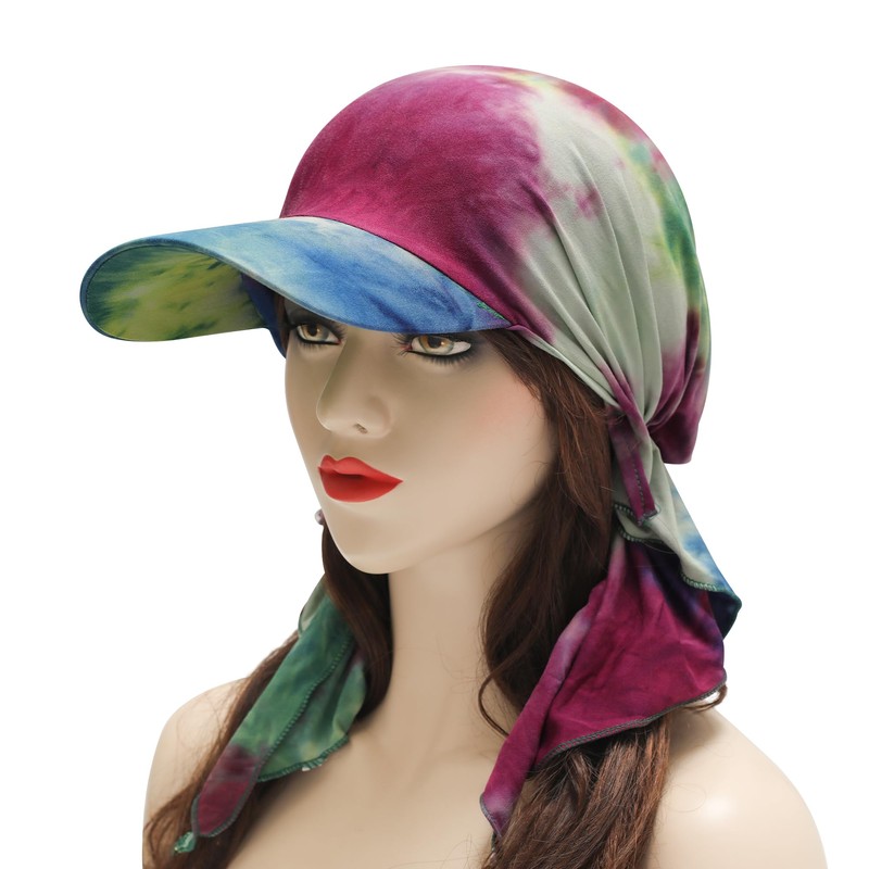 ZLYC Women's Chemo Headwear Brim Visor Hat Beanie Hat, Batik,