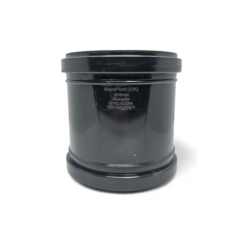 Duraplast UK™ Black 110mm (4 Inch) Soil Pushfit Straight Coupler