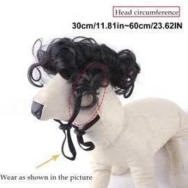 AIMALL Explosive Head Pet Wig with Bangs, Funny Braided Dog Cat Headdress, Adjustable Size, Synthetic Hair, Fits 11.81 to 23.62 Inches Head Circumference
