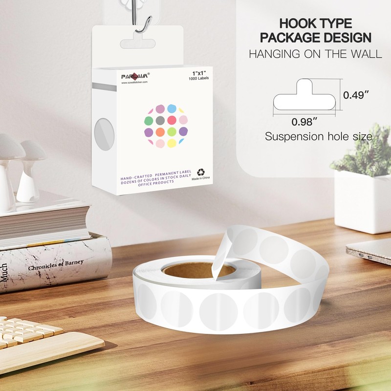 PARLAIM 1 Inch Round Permanent Adhesive Color-Code Dot Stickers,1000 per