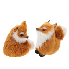 Kisangel 2pcs Mini Plush Fox Figurines Lifelike Animal Ornaments for Home Decor and Birthday Display Detailed Sculpting Faux Fur Models Versatile Nature Inspired Decorations