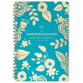 Emily Ley planificador semanal/mensual, enero 2019 – diciembre 2019, planificador pequeño, oro floral (EL105-200)