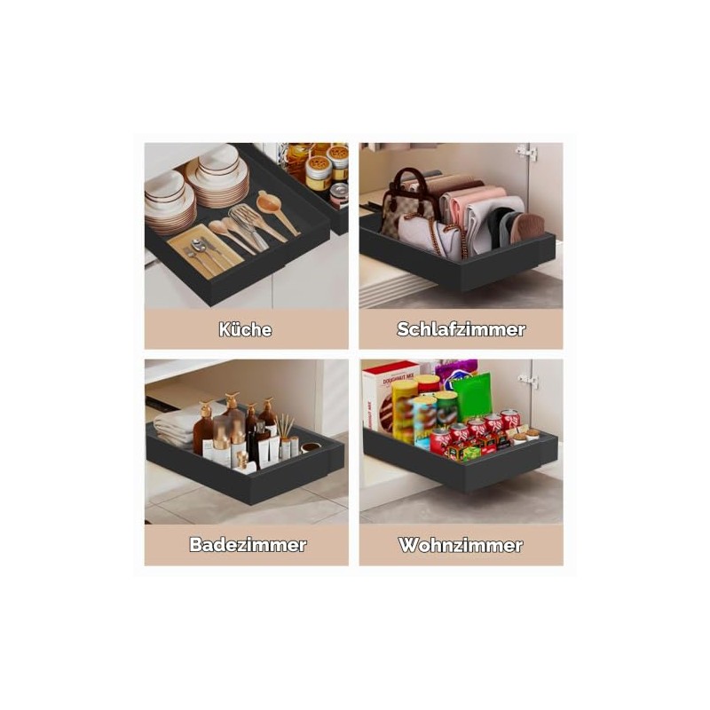 Telescopic Drawer for Gluing, Pack of 2 Extendable Kitchen Drawers,