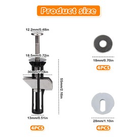 4-Pack Toilet Seat Fittings ，Stainless Steel Screws & Fixings for Top Lid Hinges ，Universal Toilet Seat Bolts with Gaskets for Easy Installation， Fixings for Top Lid Hinges