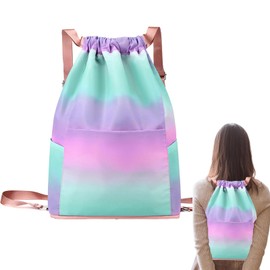 Drawstring Foldable Backpack | Foldable Sports Backpack Waterproof Drawstring Bag | Large Capacity Fashionable Gym Backpack for Daily