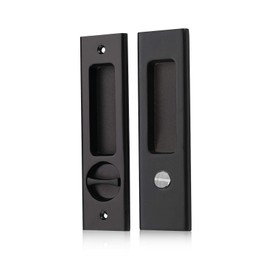 NCL Sliding Door Handle for Bath, Black Barn Door Flush Handle, Privacy Pocket Door Lock