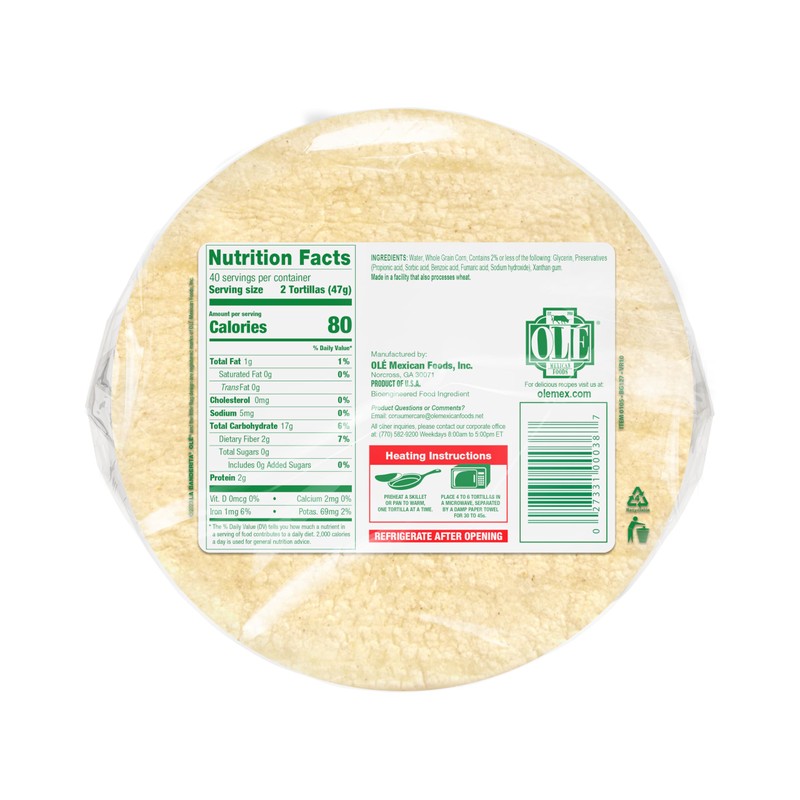 La Banderita® White Corn | 5.5" Size Corn Tortillas |