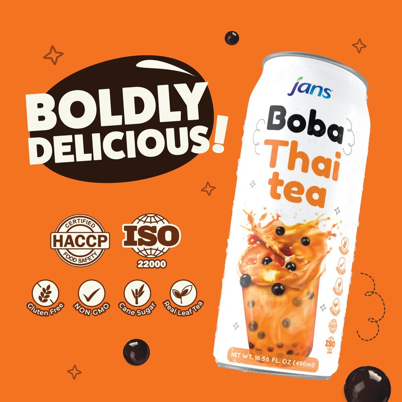 Jans Boba Milk Tea (Pack of 6, Thai Tea)