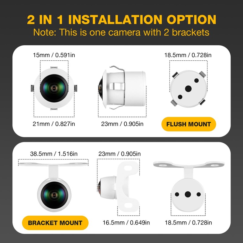 Backup Camera for Car, Metal Housing 170°Wide View Angle Rear/Side/Front