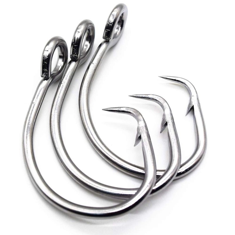 11/0-16/0 Big Game White Forged Offset Circle Hooks Shark &