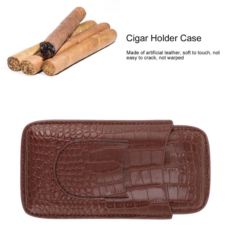 Cigar Holder Case Artificial Leather Portable Durable Elegant 3 Finger