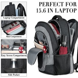 BIKROD Men's and Women's Backpack, School Backpack for Boys, Girls, Teenagers, Waterproof Backpack, 15.6 inch Laptop Bag with USB Charging Port, Work, Travel, Hiking Backpack with Anti-Theft Bag