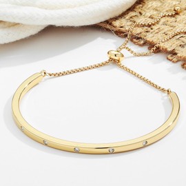 LILIE&WHITE Gold Zircon Bracelet with Adjustable Clasp - Elegant Jewellery for Women, Fade Free Design - Gift for Fashion Conscious