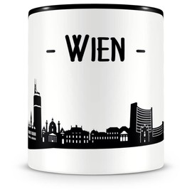 Samunshi® Vienna Skyline Coffee Cup / Tea Cup Height 95 mm / D 82 mm Black
