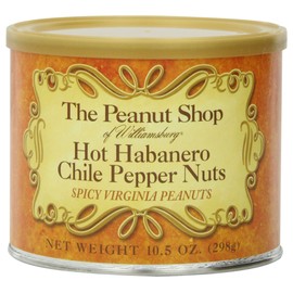 The Peanut Shop of Williamsburg Hot Habanero Chile Pepper Virginia Peanuts, Williamsburg Peanuts Store Gourmet Gift - 10.5 Oz Tin