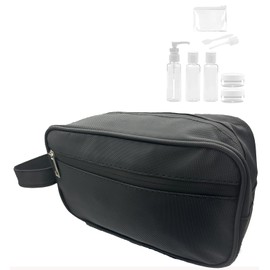 Waterproof Travel Cosmetic Bag,Bath Bag,Man Female,Welded Zipper,Cosmetic Bag,Makeup Pouch,Travel Bottle Packaging,Travel Kit, Black (Black), Compact polyester cosmetic bag perfect for on the go