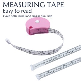 Draduo Tape Measure - 60 Inch Double Sided Scale, Self Retracting Tape Measure for Tailor Fitness Triple Measurement(Pink)