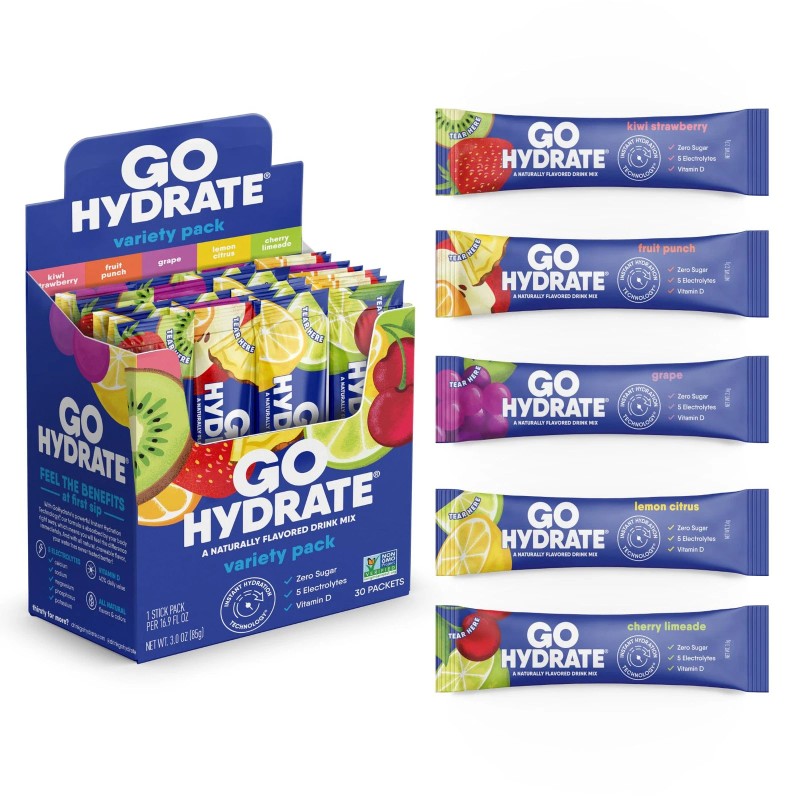 Instant Hydration Powder Packets - Low Sodium Electrolytes Drink Mix