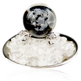 Crystal Ball Dragon God Figurine Purification Crystal Rumble Stone Power Stone Dragon God Feng Shui Dragon Dragon Fortune (Silver)