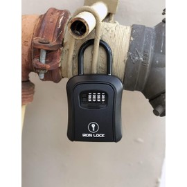 Iron Lock® - Key Lock Box Portable and Wall Mounted with Removable Shackle Indoor Outdoor Waterproof 4 Digit Combination with Resettable Code with A B Switch Key Lockbox for Outside Hold 5 Spare Keys