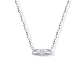 PAVOI Rhodium Plated Dainty Tapered Baguette Cubic Zirconia Pendant Necklace | Trendy Chain Necklaces for Women