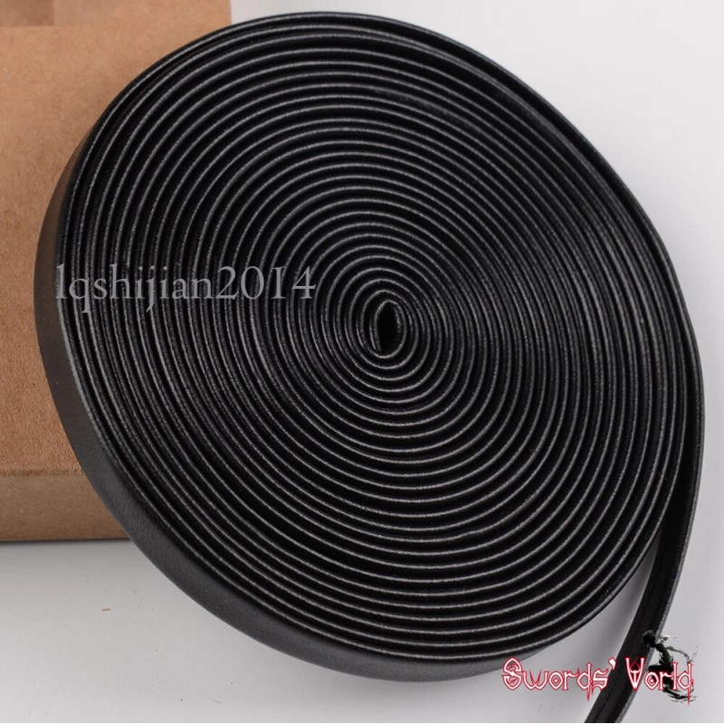 bright black genuine leather Tsuka-Ito 400 cm for Japanese Samurai