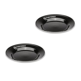 Petromax Enamel Plate Set of 2 Black (18 cm), Lightweight and Robust Camping Tableware with Stainless Steel Rim, Hygienic, Scratch-Resistant, Ideal for Outdoor, Camping, Outdoor Cooking, Easy to Clean