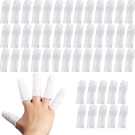 YIXINLYMY 100pcs White Cloth Finger Cover Finger Sacks Medical Hand Eczema Fingertip Protection Cotton Thin Breathable Sweatproof Disposable Work Experiment Work White (100)