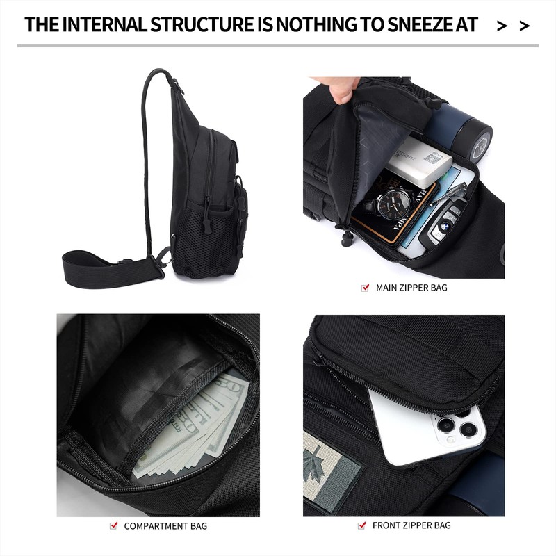 Tactical Sling Bag with Flag Patch - Military Backpack for