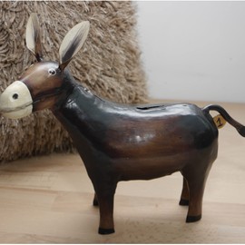 Exner Decorative funny money box, money box, donkey, dukaten, donkey, metal painted