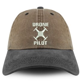 Trendy Apparel Shop Drone Operator Pilot Embroidered Pigment Dyed Unstructured Cap - Khaki Black